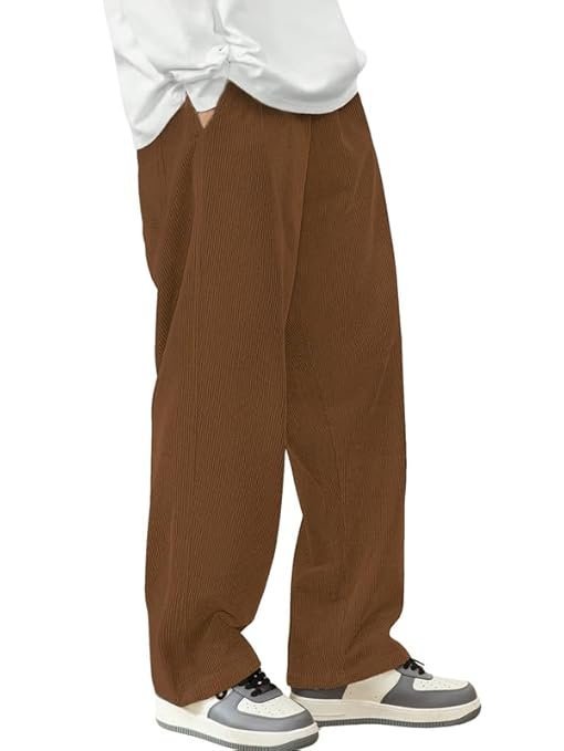 SMOWKLY Men's Premium Corduroy Relaxed Fit Trouser || Flexible Elastic Waist with Drawstring || Comfortable Pant for Causal & Formal Wear
