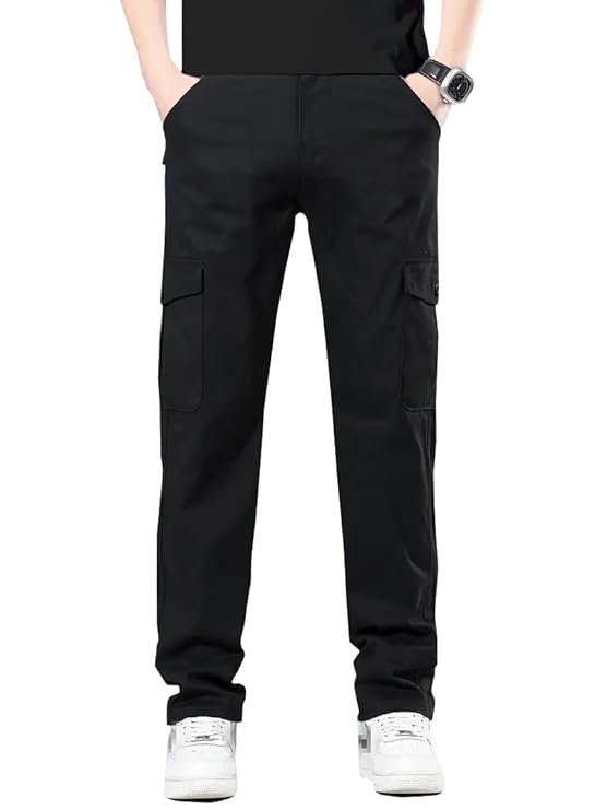 Men Cargo Cotton Pants with six Pockets |Relaxed Fit Cargo Pants |Drawstring Cargo Pants for Adults, Cotton Joggers, Tactical Cargo Pants|Cargo Pants Male(CARGO003)(Khakhi)