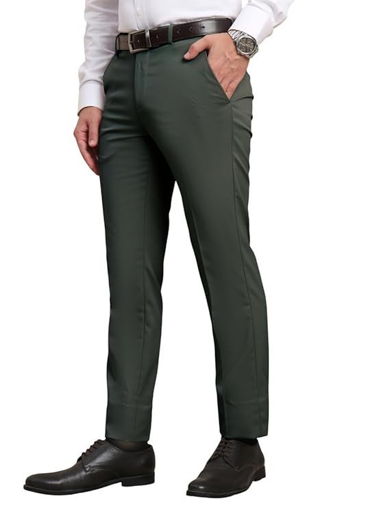 SaintX Men's Premium Stretchable Formal Trouser with Techno Flex Waistband | Slim Fit Pants | Italian Design | Office Wear/Executive Wear