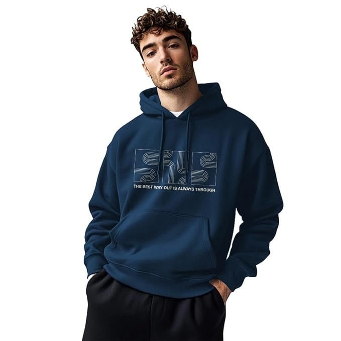 NOBERO Printed Hoodies for Man | 280 GSM Rich Cotton Fleece Hooded Full Sleeve Sweatshirt for Man | Stylish Casual Wear Winter Hoodies for Men