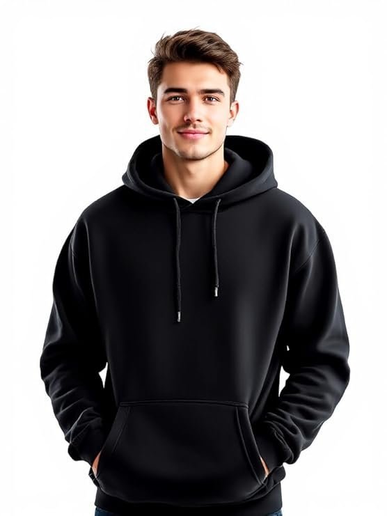 Glowic Men?s Hoodie | Oversized Stylish Sweatshirt for Winter Wear | Trendy Casual Hoodie for Men | Perfect for Gym, Travel, Streetwear Fashion Black