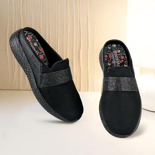 KazarMax Women Cushioned Comfortable Lightweight Clogs | Mules Black - Image 3