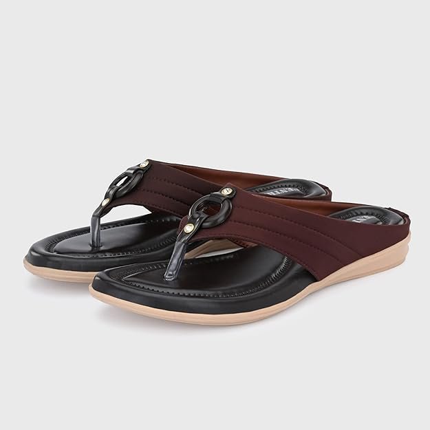 Centrino Women's Thong Sandals | Comfortable Ortho Care Sandals For Ladies | Fashion Wear Sandal & Chappal |Stylish & Durable | Premium Comfort & Quality | Soft Cushioned for More comfort (1951) Brown - Image 2