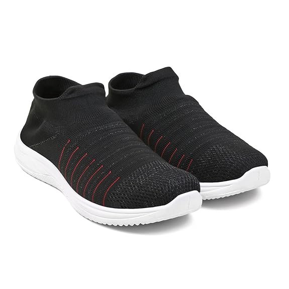 XENIX Light Weight Breathable Knitted Men Socks/Slip-on Sports Shoes for Jogging & Cycling, Training |Premium Socks Sports Shoes|Eva Socks Knitted Running Shoes Black