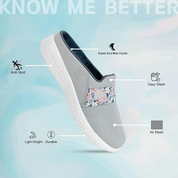 KazarMax Women Cushioned Comfortable Lightweight Clogs | Mules Grey - Image 2