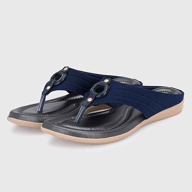 Centrino Women's Thong Sandals | Comfortable Ortho Care Sandals For Ladies | Fashion Wear Sandal & Chappal |Stylish & Durable | Premium Comfort & Quality | Soft Cushioned for More comfort (1951) Blue - Image 3
