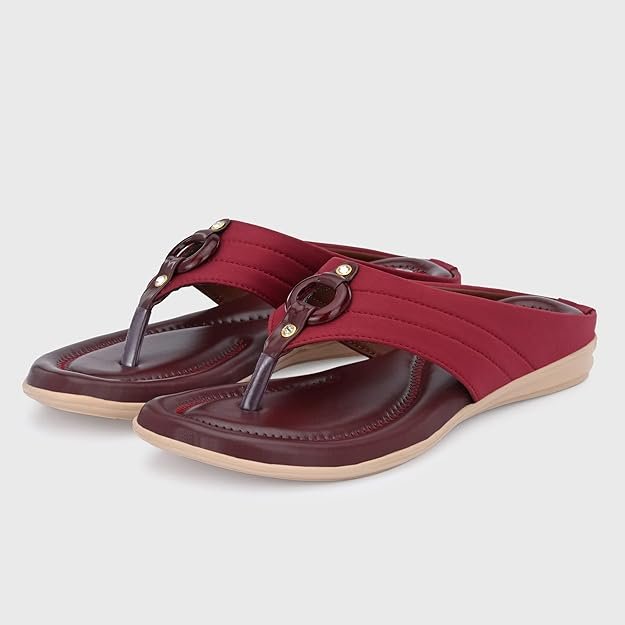 Centrino Women's Thong Sandals | Comfortable Ortho Care Sandals For Ladies | Fashion Wear Sandal & Chappal |Stylish & Durable | Premium Comfort & Quality | Soft Cushioned for More comfort (1951) Cherry - Image 2