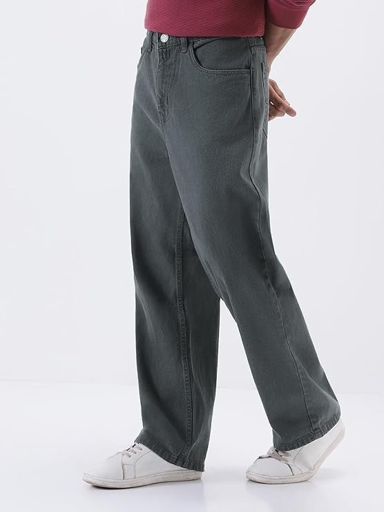 Urbano Fashion Men's Loose Mid Rise Jeans Grey - Image 2