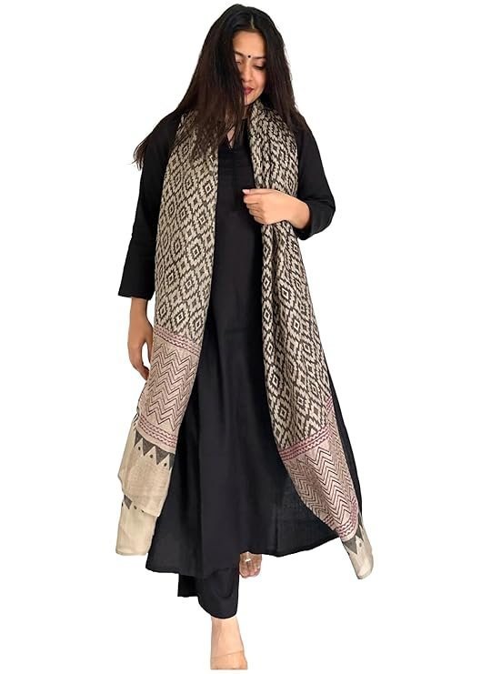 ANNI Designer Women's Rayon Viscose Straight Solid Kurta with Pant & Dupatta Black