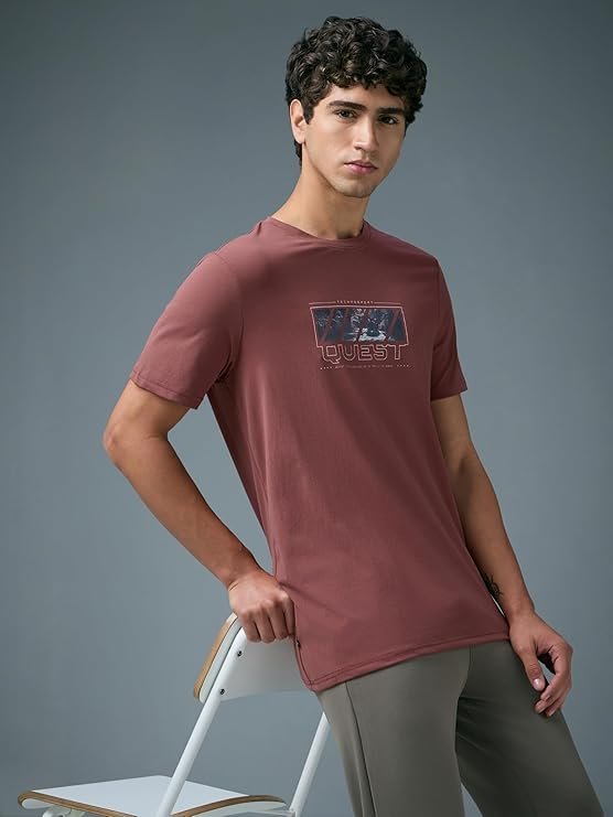 TECHNOSPORT Men's Slim Fit Graphic Print Crew Neck Half Sleeve Cotlex T-Shirt for Gym, Workout, Sports & Running - Image 3