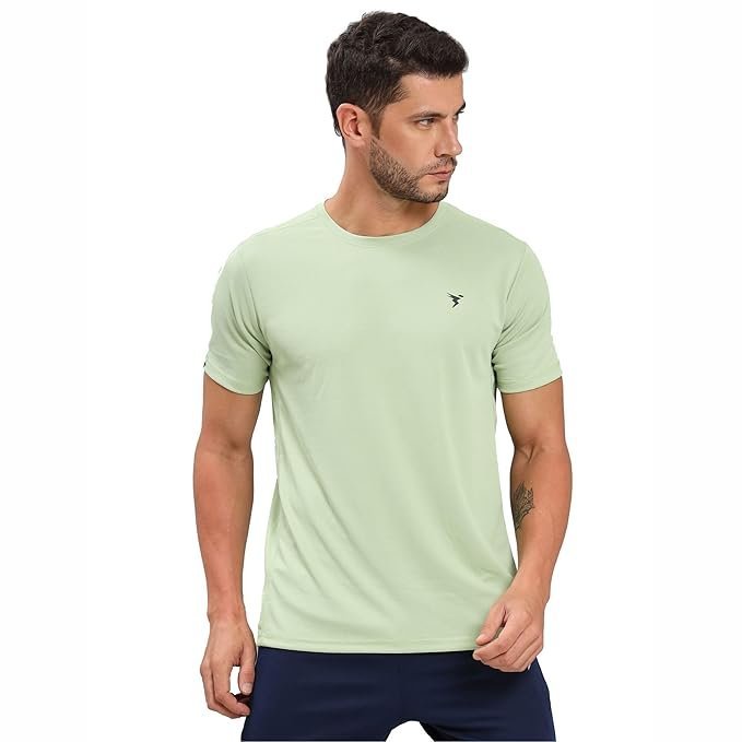 TECHNOSPORT Men's Slim Fit Polyester Activewear Sports T-Shirt with Moisture-Wicking Comfort for Workout, Running & Gym