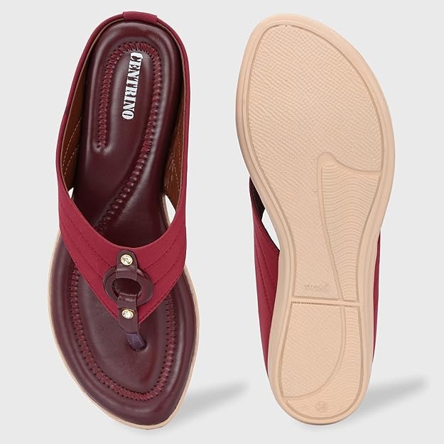 Centrino Women's Thong Sandals | Comfortable Ortho Care Sandals For Ladies | Fashion Wear Sandal & Chappal |Stylish & Durable | Premium Comfort & Quality | Soft Cushioned for More comfort (1951) Cherry - Image 3