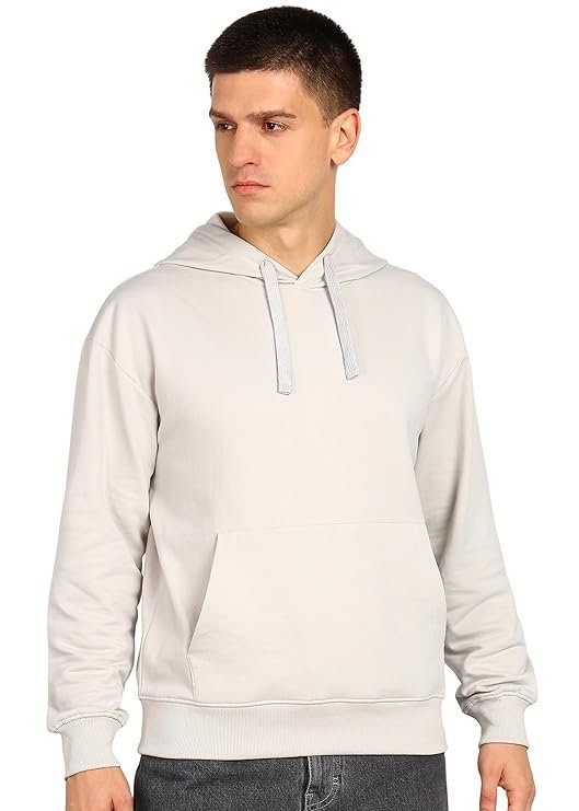 Alan Jones Clothing Men?s Solid Oversized Hoodie | Cotton Blend Pullover with Kangaroo Pocket & Adjustable Hood | Casual Winter ice