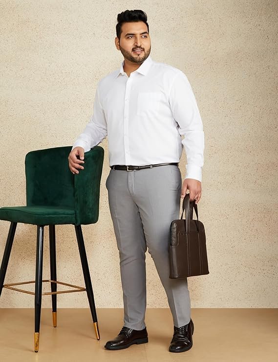 Men's Solid Cotton Formal Shirt | Plain | Full Sleeve - Regular Fit White - Image 2
