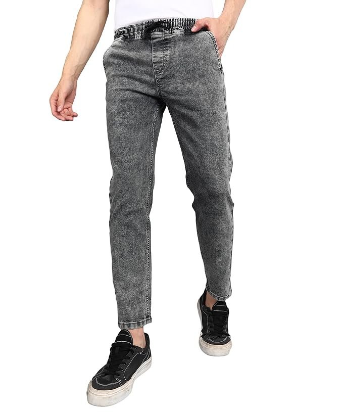 Urbano Fashion Men Mid Rise Regular Fit Washed Jogger Jeans Stretchable Grey