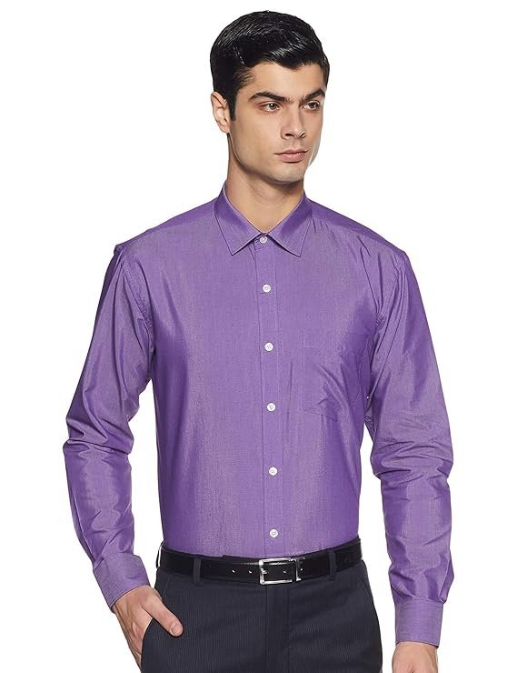 Men's Cotton Rich Formal Shirt | Plain | Full Sleeve - Regular Fit Purple