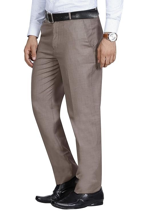 McHenry Men's Solid Formal Regular Fit Wrinkle Free PolyViscose Trousers - Image 2